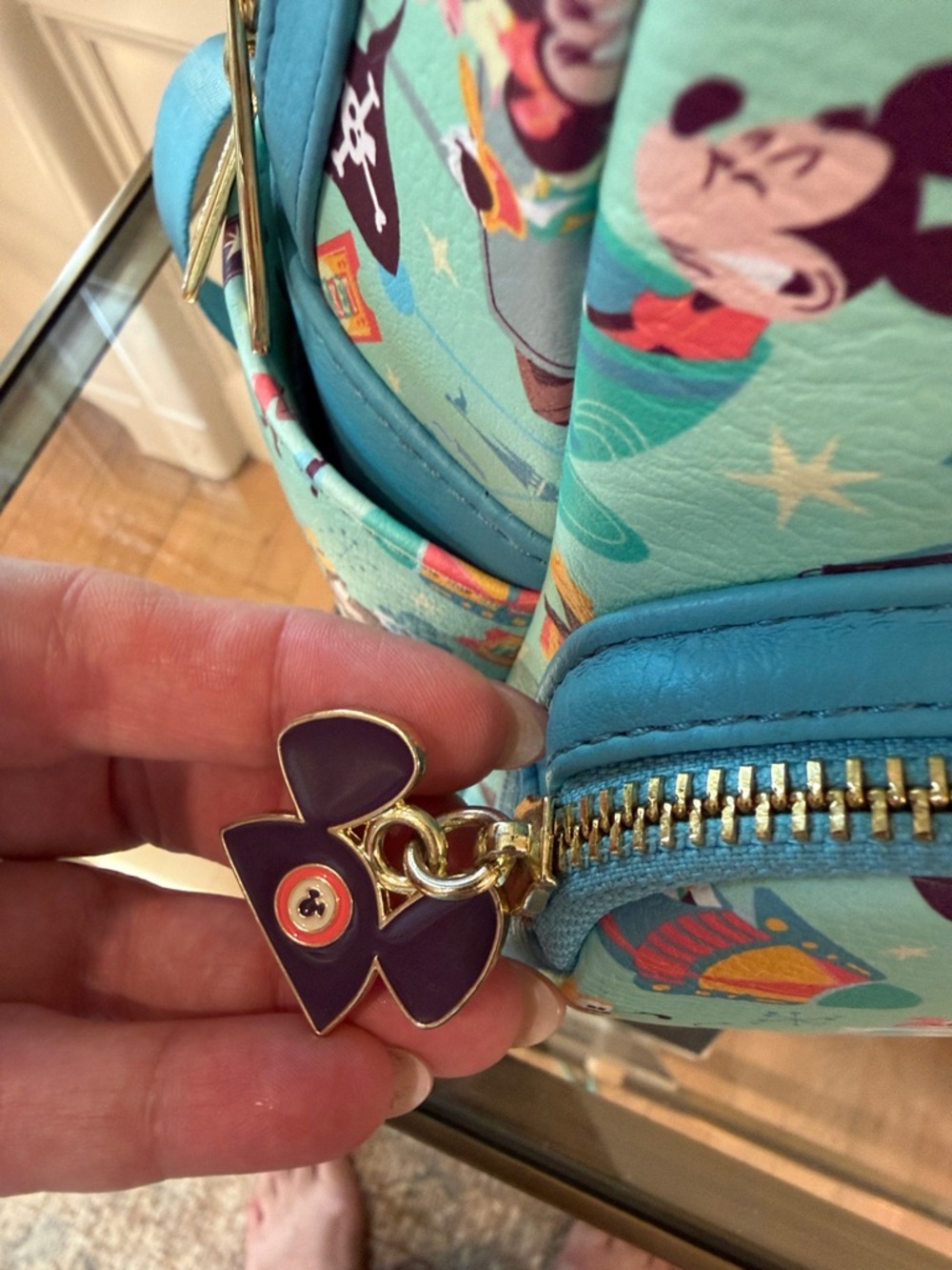 Loungefly “Play in the Parks” Mint Green Disney Parks Tea Cup Mini Backpack - Picture 3 of 6